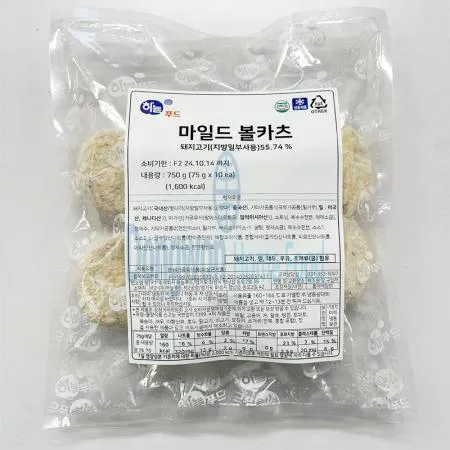 (16:30마감(D) 마일드볼카츠(하늘푸드/돈육:국내산/75g*10입/750g)EA 이미지