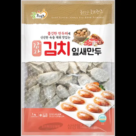 (16:30마감)감자김치잎새만두(굿프랜즈/1KG(약36EA)/PAC/김치:중국산) 이미지