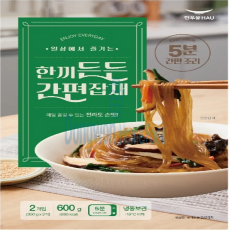 (16:30마감(D) 한끼든든간편잡채(한우물/300G*2입/600G)EA 이미지