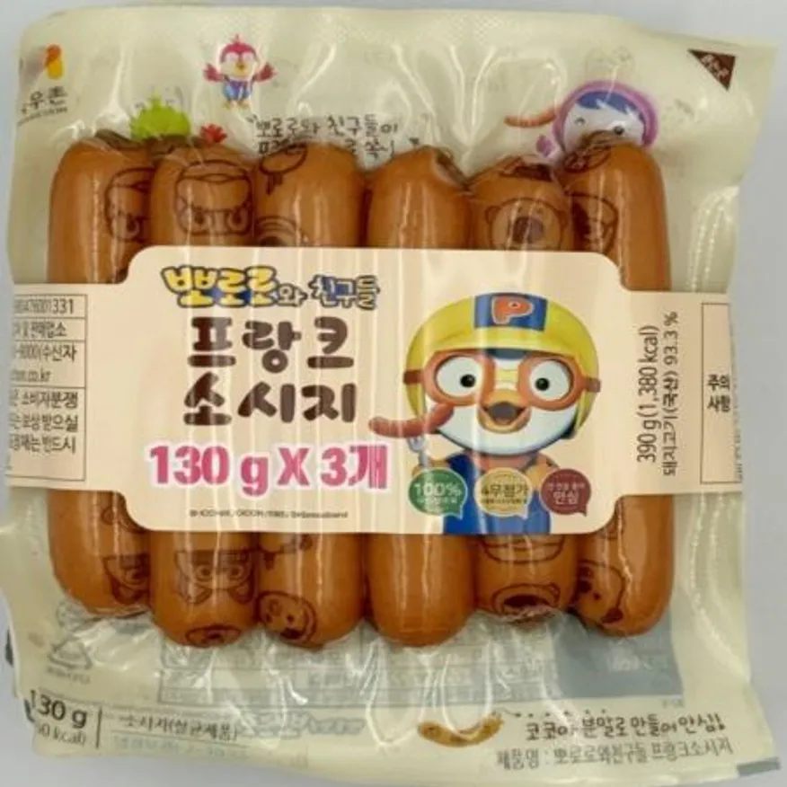 (16:30마감(D) 뽀로로와친구들프랑크소시지(목우촌/돈육:국산/390g(130g*3팩))EA 이미지