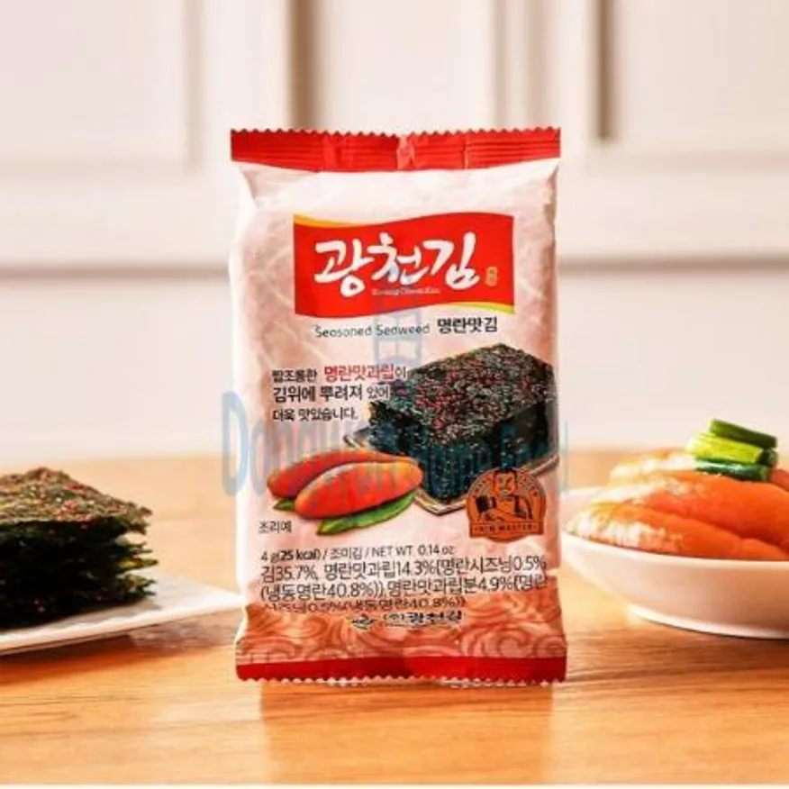 (16:30마감(D) 명란맛도시락김(국내산/광천김/4g(9절8매)*12봉/48g)EA 이미지