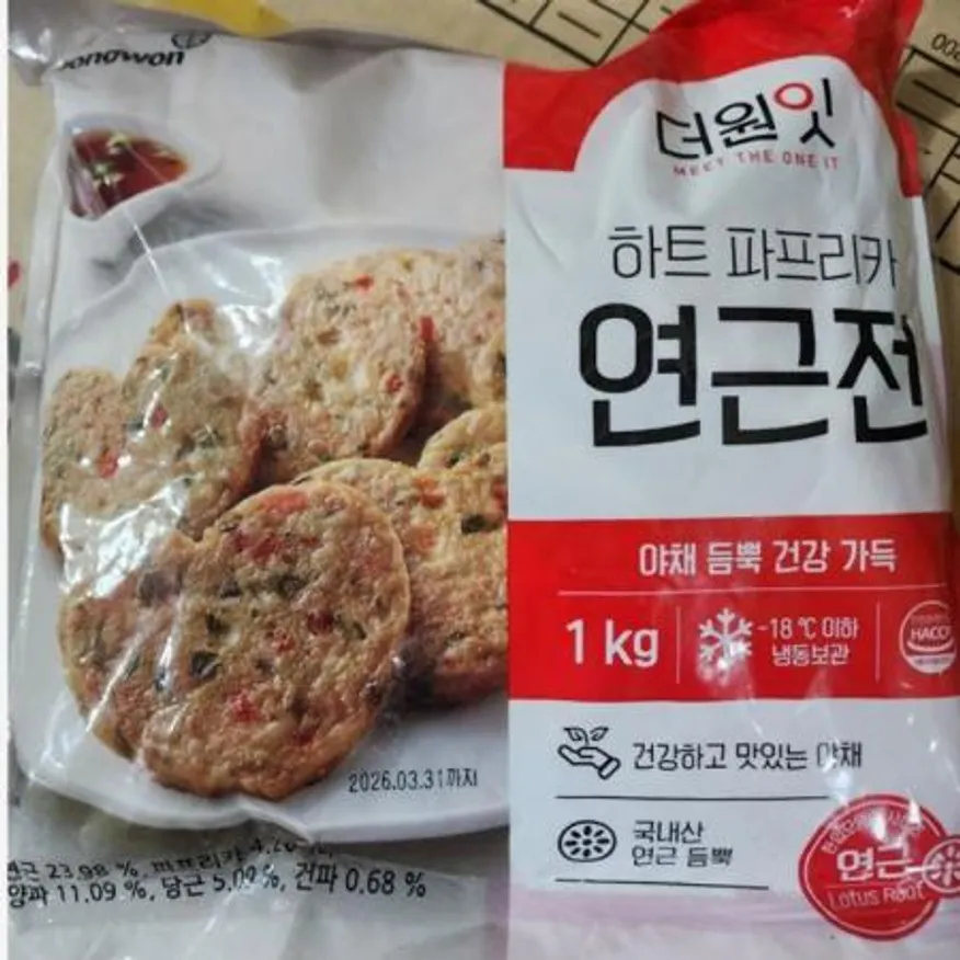 (16:30마감(D) 하트파프리카연근전(동원/더원잇/냉동/1KG)EA 이미지