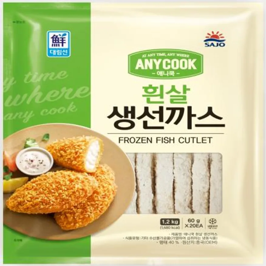 (16:30마감(D) 애니쿡흰살생선까스(사조대림/냉동/60g*20입/1.2kg)EA 이미지