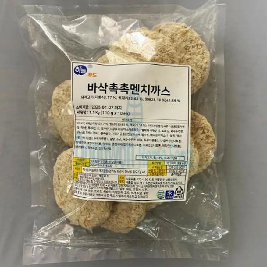 (16:30마감(D) 바삭촉촉멘치까스(하늘푸드/돈육:국내산/10입/1.1kg)EA 이미지