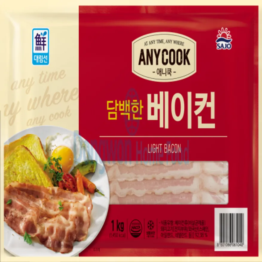 (16:30마감(D) 애니쿡담백한베이컨(사조/돈육:외국산/냉동/1kg)EA 이미지