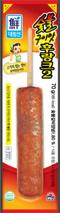 (16:30마감(D) 숯불구이맛후랑크2(사조/돈육:국산,외국산,계육:국내산/냉장/70g)EA 이미지