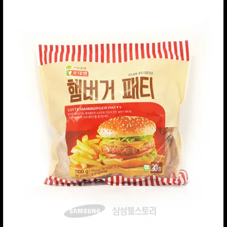 (16:30마감)햄버거패티(1.1KG/20EA/PA/롯데푸드/국산/계육:국산/돈육:미국산) 이미지