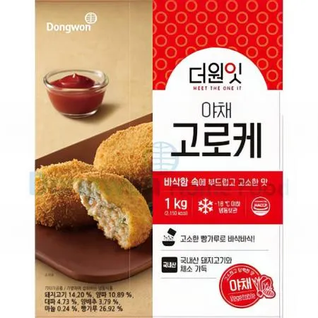 (16:30마감(D) 더원잇야채고로케(동원/냉동/1kg)EA 이미지