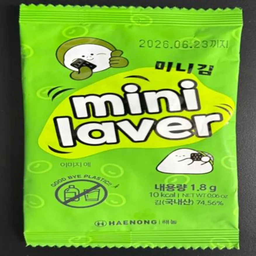 (16:30마감(D) 미니김(국내산/해농/무트레이/조미/1.8g(6매)*20봉/36g)EA 이미지