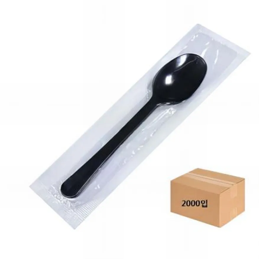 (16:30마감(D) 일회용숟가락(개별/H148mm/PP/검정/2000입/빙수스푼)BOX 이미지