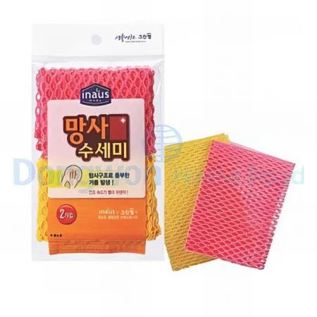 (16:30마감(D) 크린랩망사수세미(W28*H30cm/1봉(2EA)/100EA)EA 이미지