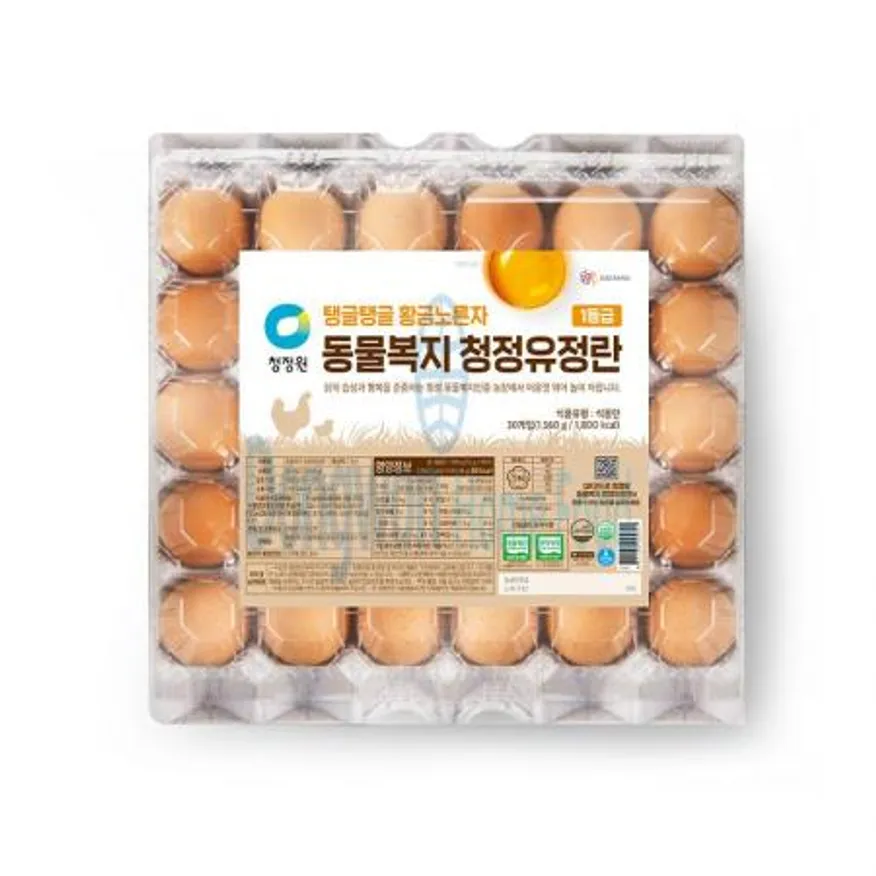 (16:30마감(D) 동물복지유정란(국내산/대상/청정원/냉장/1등급/무항생제/30구)EA 이미지
