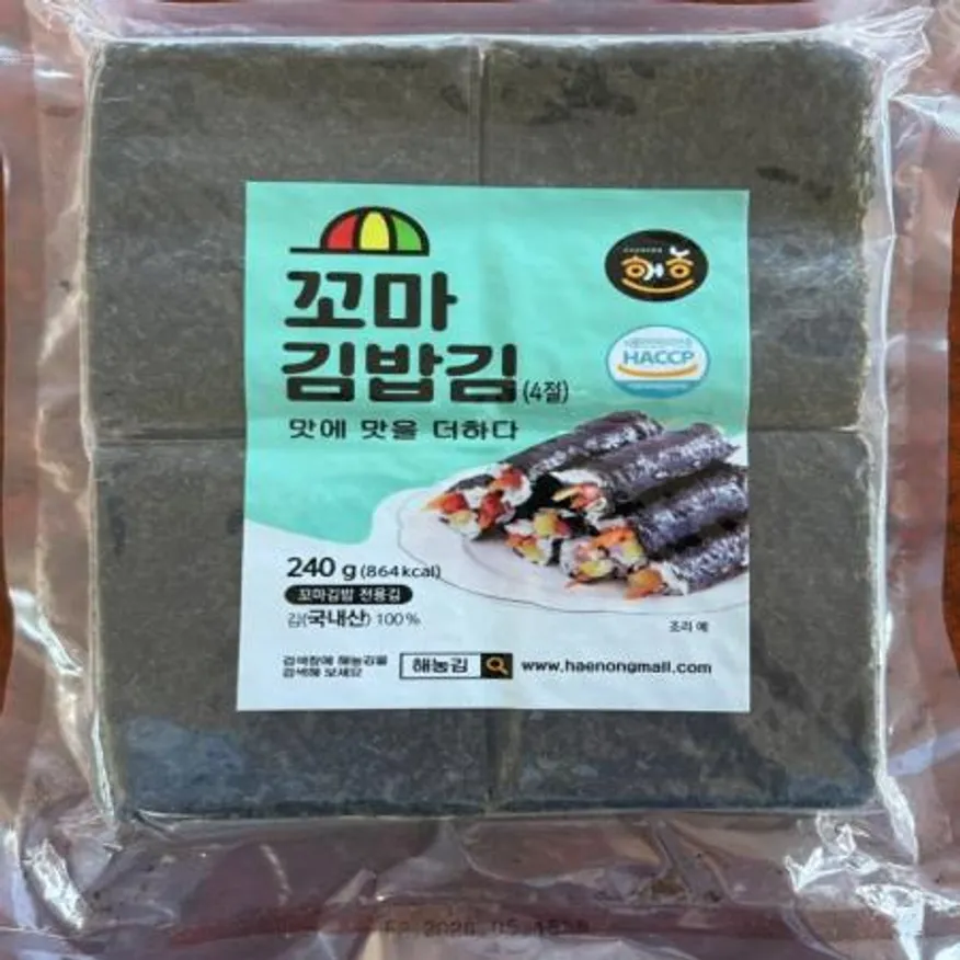 (16:30마감(D) 꼬마김밥김(국내산/해농/4절김/무조미/400매/240g)EA 이미지