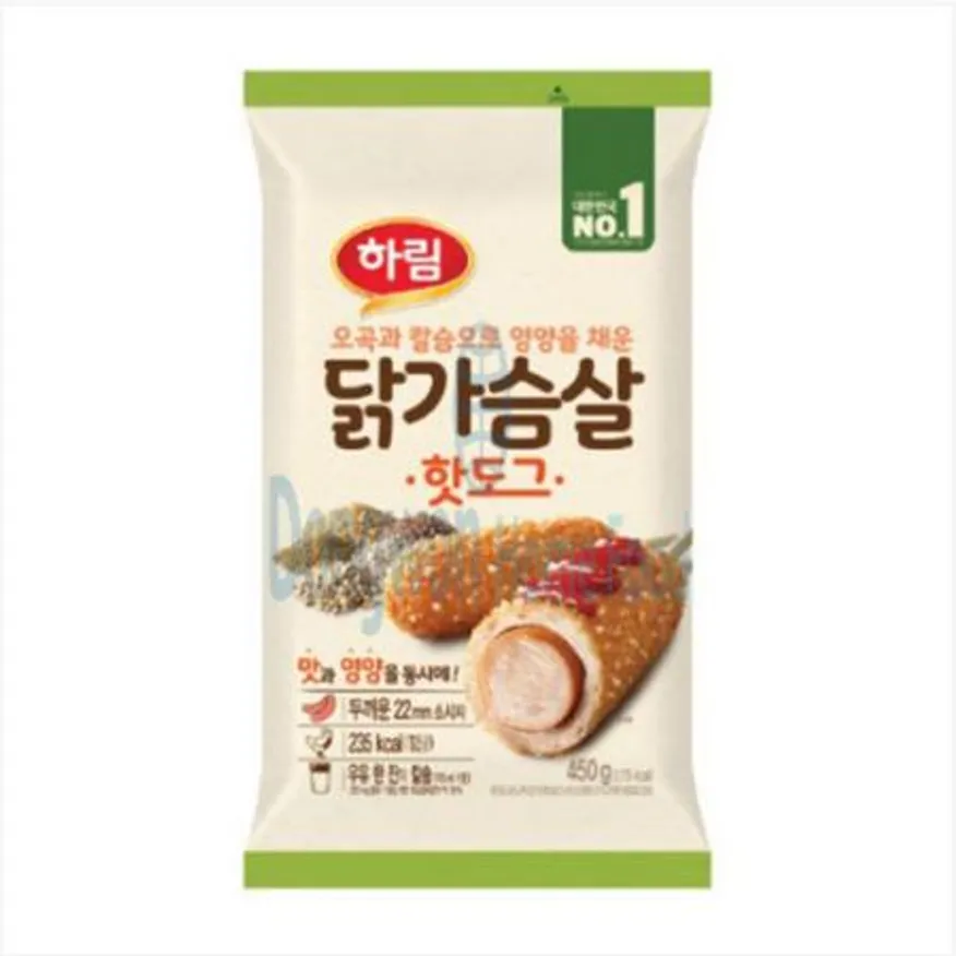 (16:30마감(D) 닭가슴살핫도그(하림/90g*5입/450g)EA 이미지