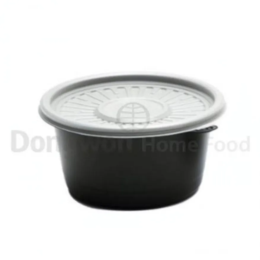 (16:30마감(D) 장국용기(뚜껑포함/Ø140*H7cm/PP/검정/50SET/JB059)EA 이미지