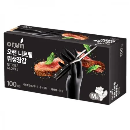 니트릴다용도장갑(오런/M/블랙/100매)