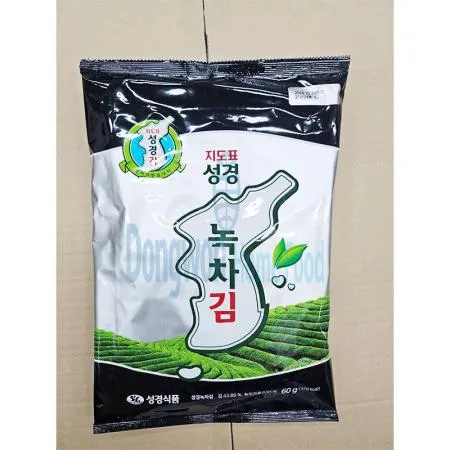 (16:30마감(D) 녹차전장김(국내산/지도표성경/조미/12매/60g)EA 이미지