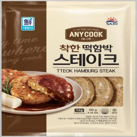 (16:30마감(D) 애니쿡착한떡함박스테이크(사조/냉동/닭고기:국내산/1kg)EA 이미지