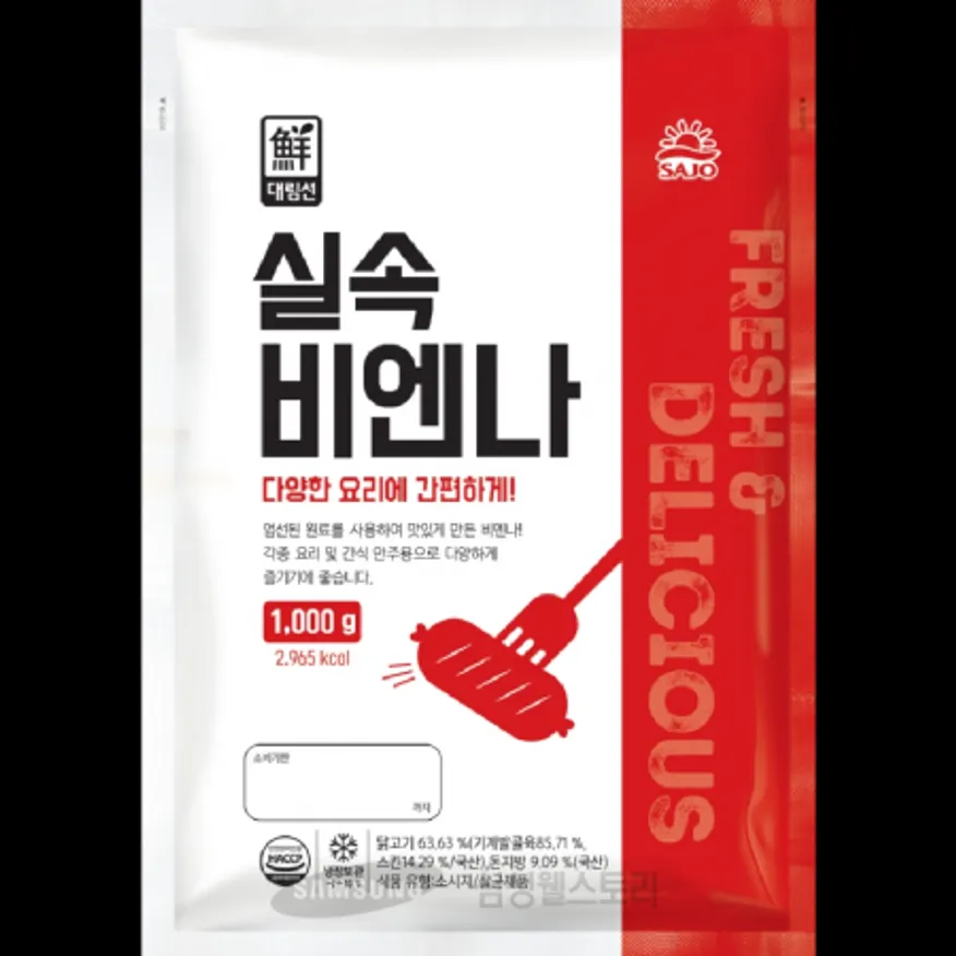 (16:30마감)실속비엔나(1KG(116±5EA)/PAC/돈육:국산/사조대림/계육) 이미지