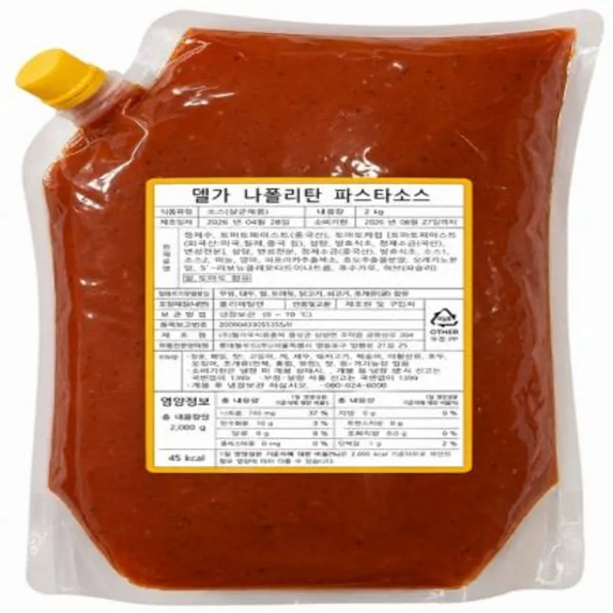 (16:30마감(D) 나폴리탄파스타소스(롯데웰푸드/델가/냉장/2kg/캡파우치)EA 이미지