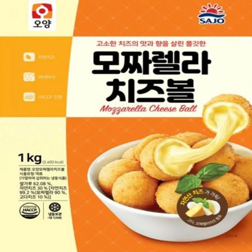 (16:30마감(D) 모짜렐라치즈볼(사조오양/냉동/약40입/1kg)EA 이미지