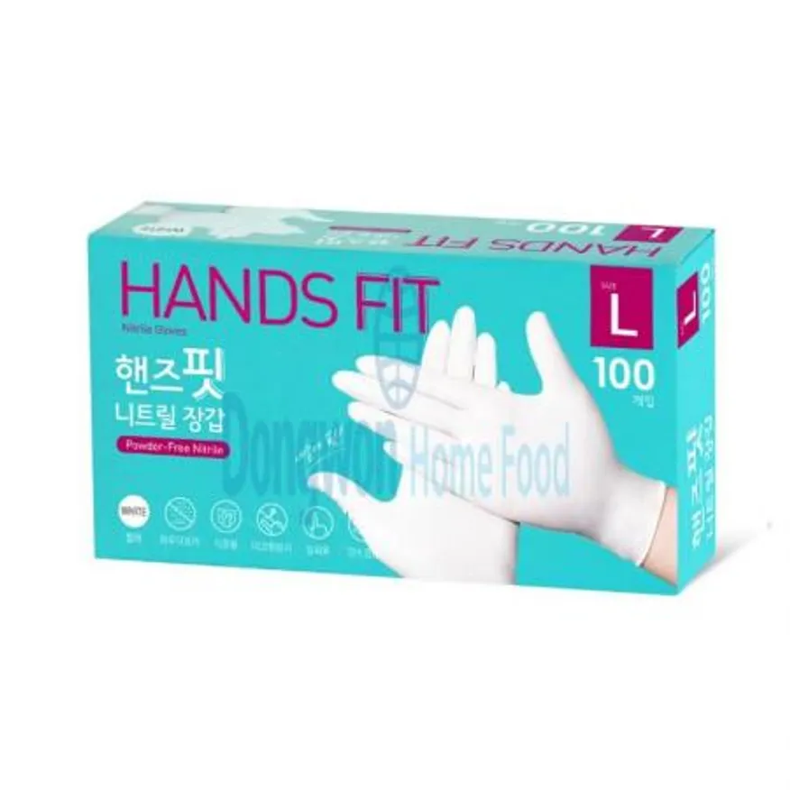 (16:30마감(D) 니트릴장갑(인도네시아/핸즈핏/L/흰색/50족/식품용)EA 이미지