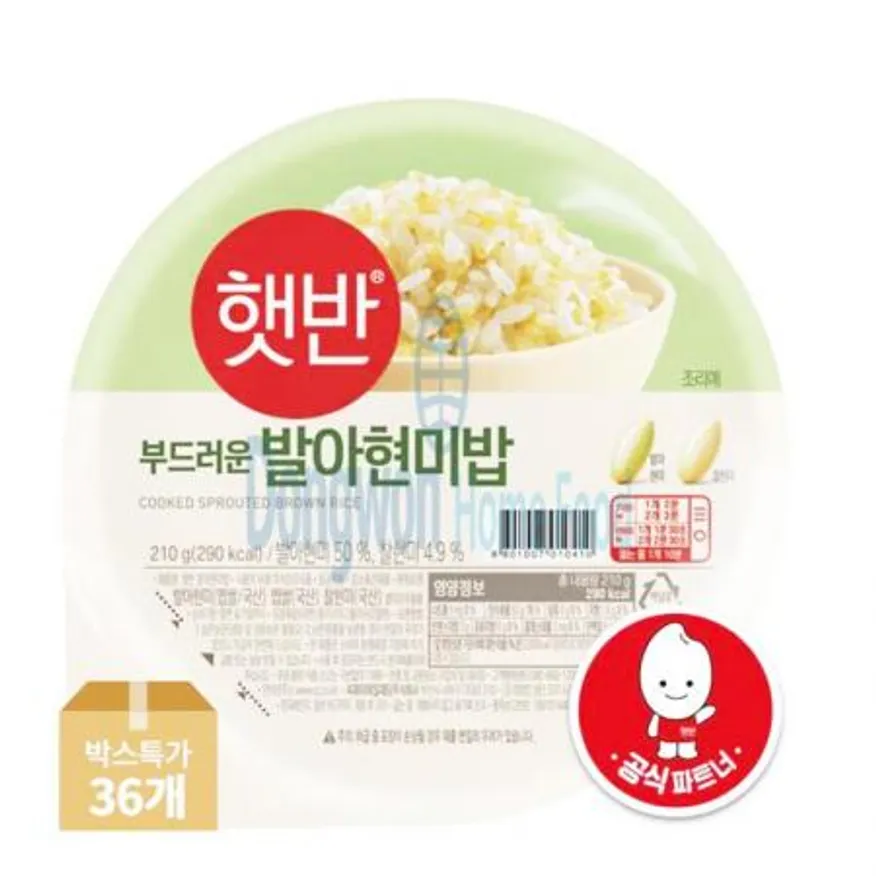 (16:30마감(D) 발아현미햇반(맵쌀:국산/CJ/210g*36입)BOX 이미지