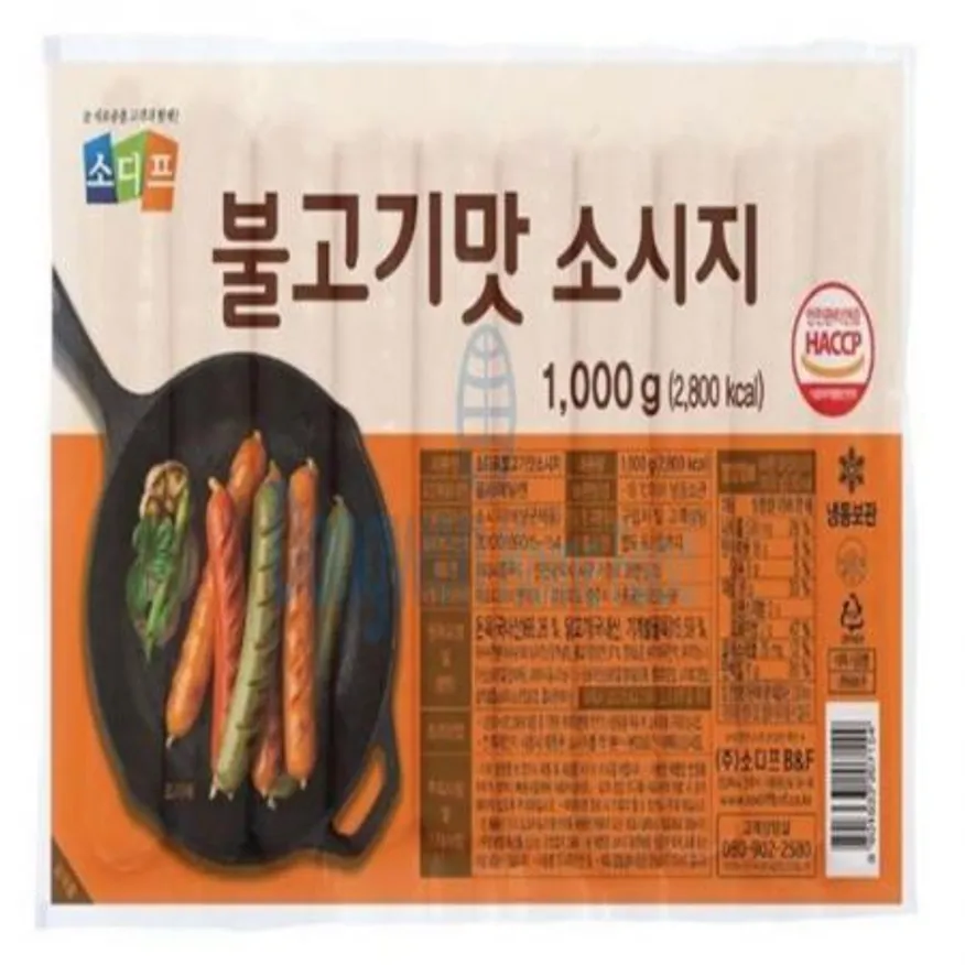 (16:30마감(D) 불고기맛소시지(소디프/냉동/돼지고기,닭고기:국내산/1kg)EA 이미지