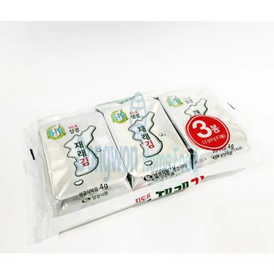 (16:30마감(D) 재래도시락김(국내산/지도표성경/조미/4g(8매)*3봉*24묶음/288g) 이미지