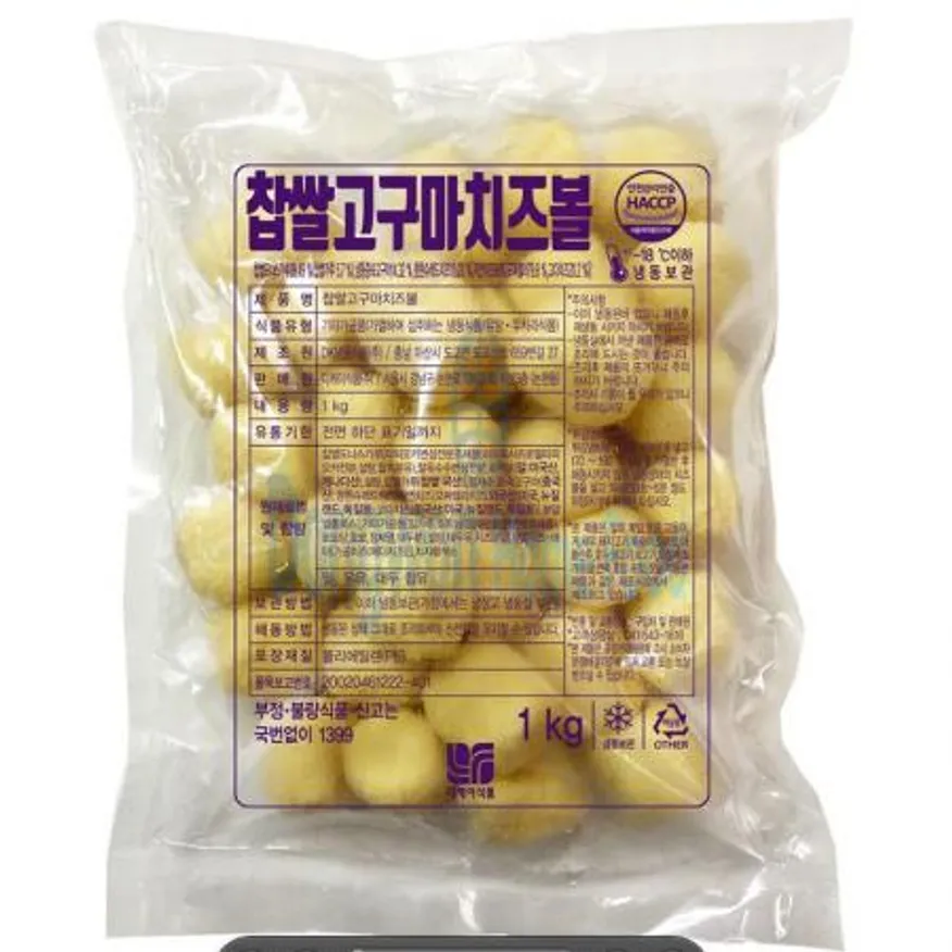 (16:30마감(D) 찹쌀고구마치즈볼(DK/증숙고구마/모짜렐라,고다/30G*33입/1KG)EA 이미지
