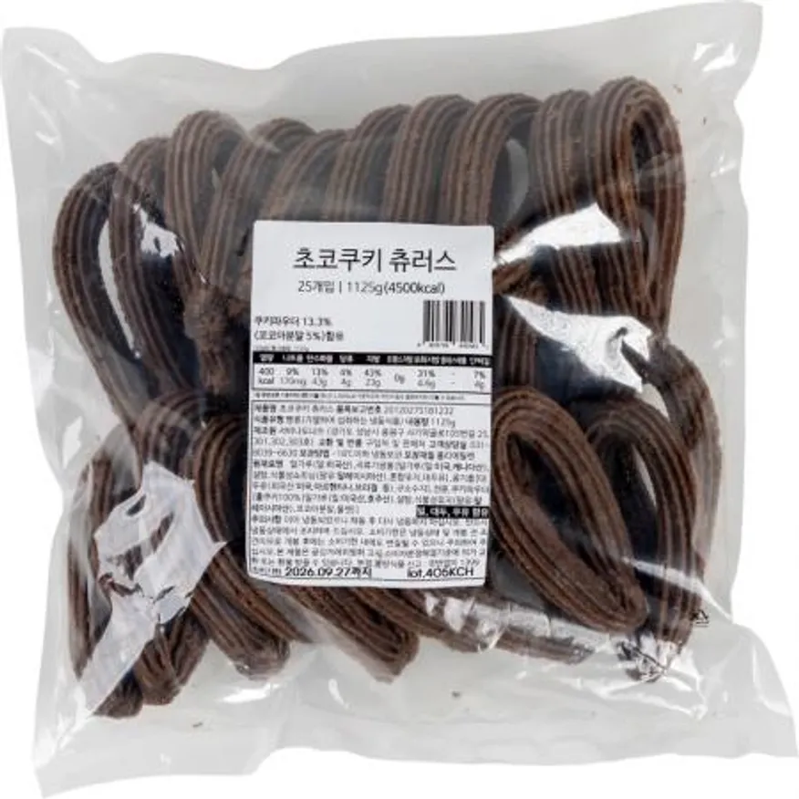 (16:30마감(D) 물방울츄러스초코쿠키(냉동/45G*25EA/1.125KG/4호)EA 이미지