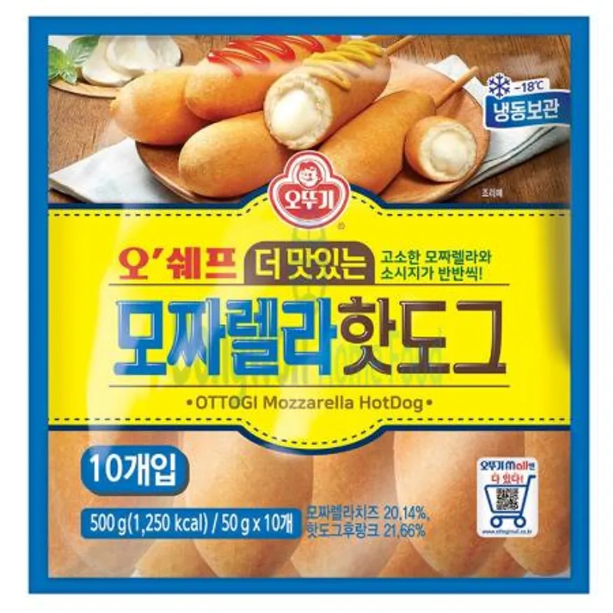 (16:30마감(D) 오쉐프모짜렐라핫도그(오뚜기/10입/500g)EA 이미지