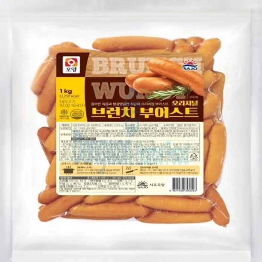 (16:30마감(D) 브런치부어스트오리지널(사조오양/냉동/돼지고기:국산/1kg)EA 이미지