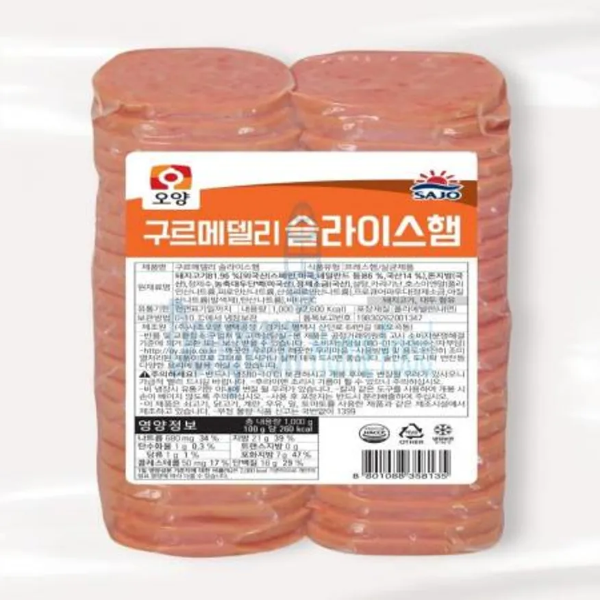 (16:30마감(D) 구르메델리햄(사조오양/돼지고기:외국산,국산/슬라이스/1kg)EA 이미지