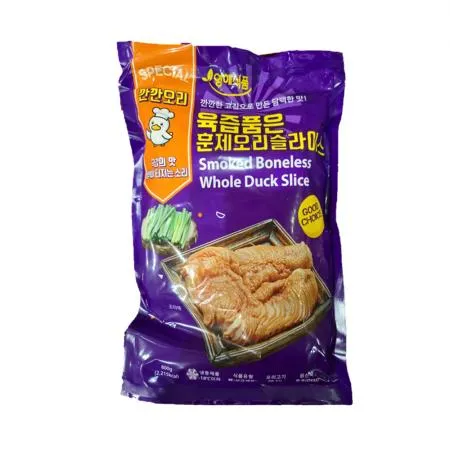 깐깐 훈제오리 완포 슬라이스 800g 업소용 통오리 바비큐 구이