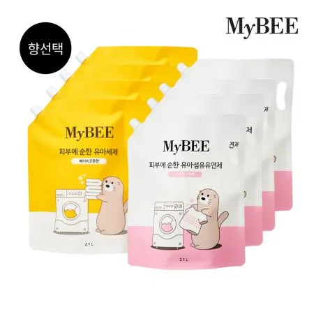 마이비세제2.1L 4팩올리브+유연제2.1L 4팩코튼향
