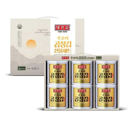 대천김 무조미 곱창캔김세트 14g × 6캔