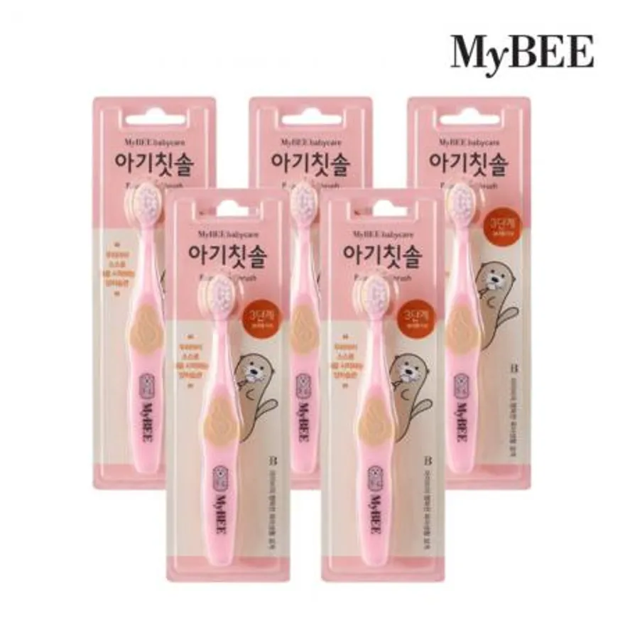 마이비 아기칫솔 영유아칫솔 3단계(핑크) 5개 이미지