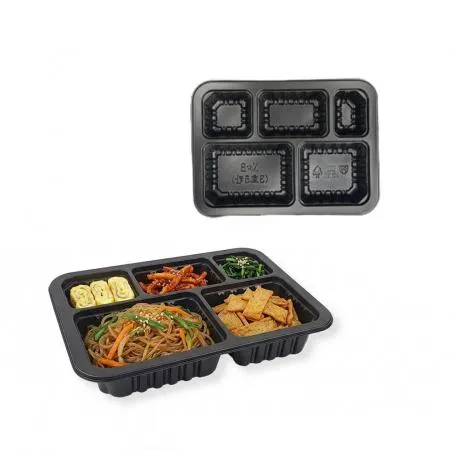 실링용기 3호5칸 검정 일회용 포장용기 배달 분식 1200개