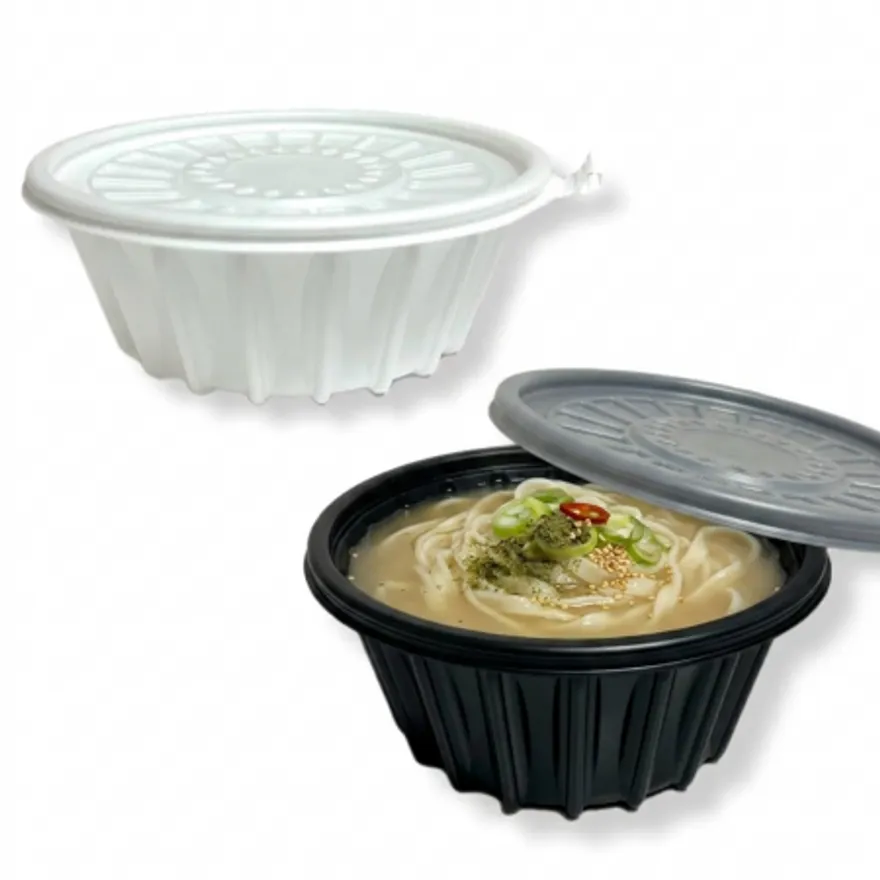 195파이 냉면 백색 300개 탕용기 칼국수 일회용 포장용기 배달 이미지