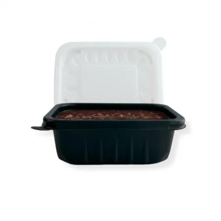 사각반죽용기 300ml 검정 600세트 죽 반찬 일회용 포장용기 배달