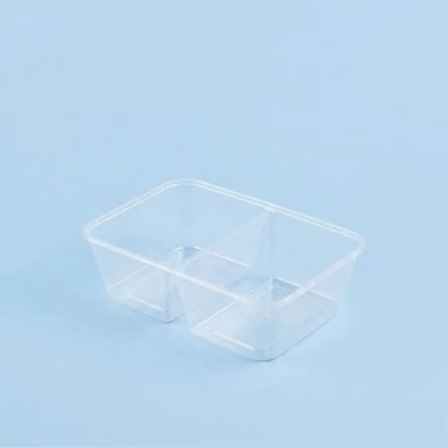 일회용 사각 죽용기 BW B650 2칸 500개세트 칸막이 밀폐용기 반찬포장 팩프렌즈 이미지
