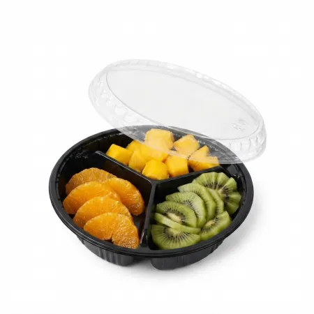 EH 170파이 3칸 검정 400개 원형찬용기 반찬용기 배달 포장