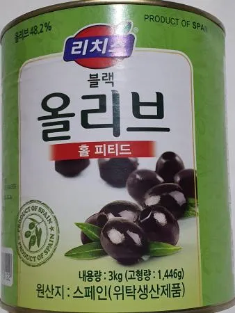 리치스 블랙올리브 홀 3kg 캔 통조림