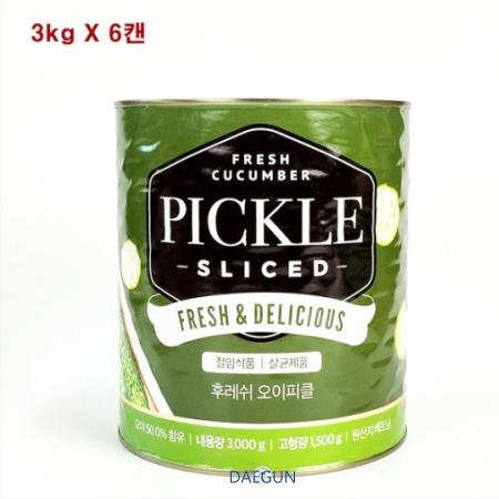 세다 후레쉬 오이피클 업소용 슬라이스피클 1박스[3kgX6캔]