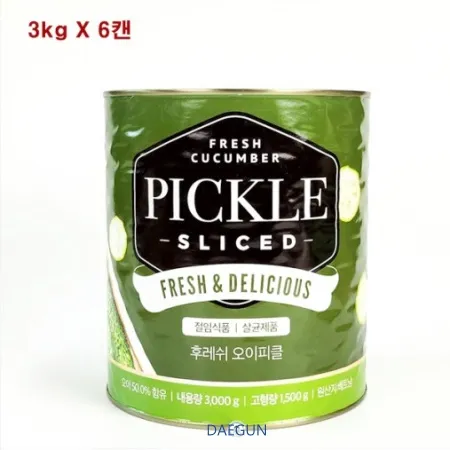 세다 후레쉬 오이피클 업소용 슬라이스피클 1박스[3kgX6캔]
