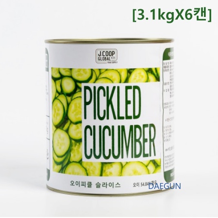 제이쿱 오이피클 업소용 슬라이스피클 1박스[3.1kgX6캔]