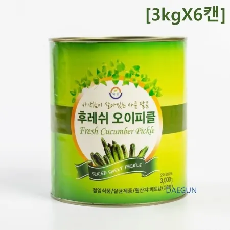 새찬 피클 업소용 슬라이스피클 1박스[3kgX6캔]
