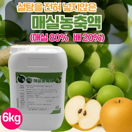 설탕을 전혀 넣지 않은 진짜 매실액 매실원액 매실농축액(매실80%,배20%) 6kg