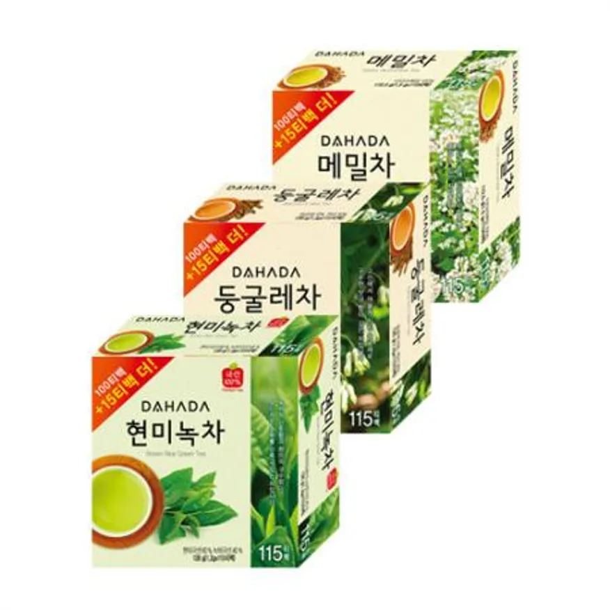 다하다 국내산현미녹차1.2g*115 + 둥굴레차115g*115 + 메밀차1.2g 티백3종세트2 이미지